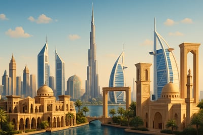 Dubai skyline with iconic landmarks and cultural attractions